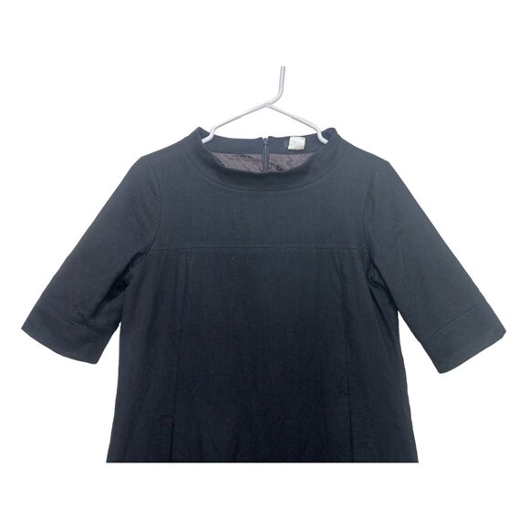 SOLD Vintage J.Crew Wool Sheath Dress Women 6 Black A-Line Lined High Neck - Picture 7 of 16